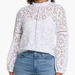 White lace Halogen blouse size XS